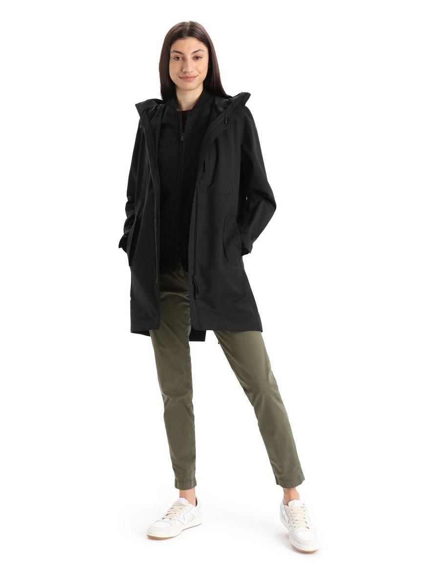 Black Women's Icebreaker City Label Shell+™ Merino 4-in-1 Parka Jackets | USA 1650RVDW